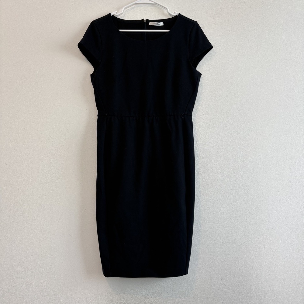 Max Mara Dress Women IT 46 Navy Blue Pencil Knee Length‎ Stretch Business Office